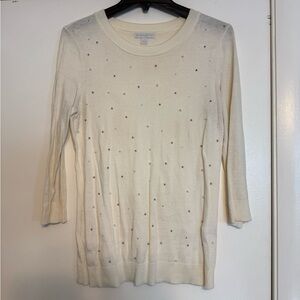 Cream Sweater with Beaded Studded Details